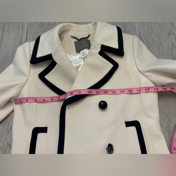 J Crew Cream & Navy Nello Gori Wool Peacoat Size 6 - Picture 9 of 10